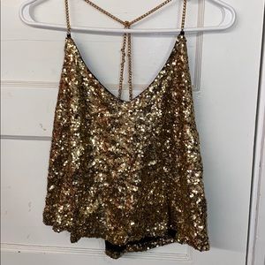 Gold sequin tank size small